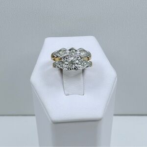 Vintage 18K HGE CZ Wedding Ring Set